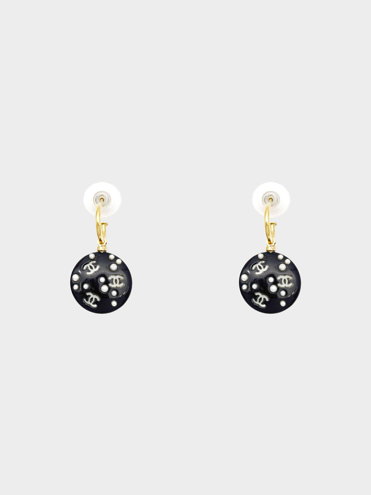 Chanel 2003 CC Paux-Pearl Half-Hoop Earrings