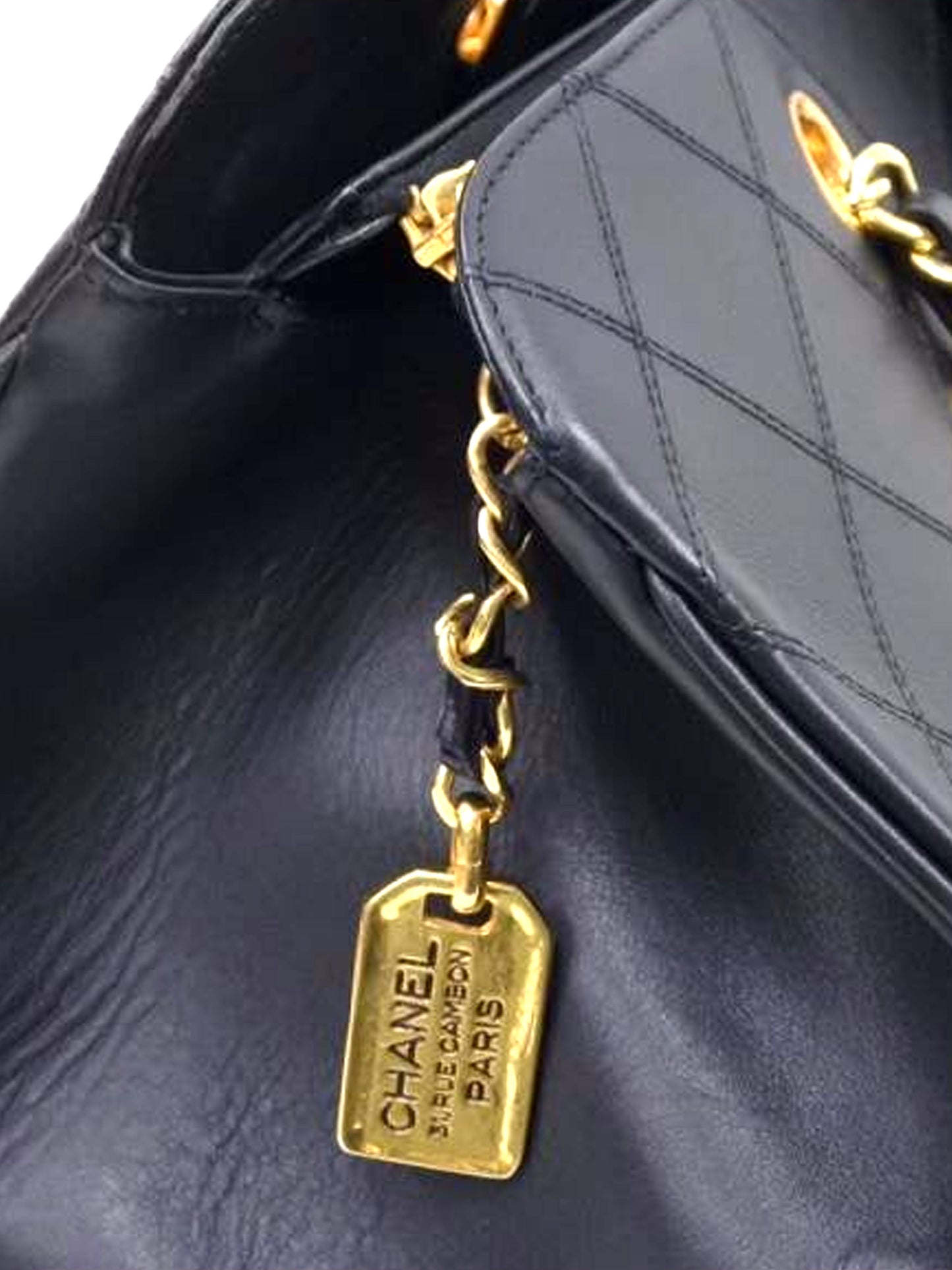 Chanel 1989-1991 Black Lambskin Weekender Bag