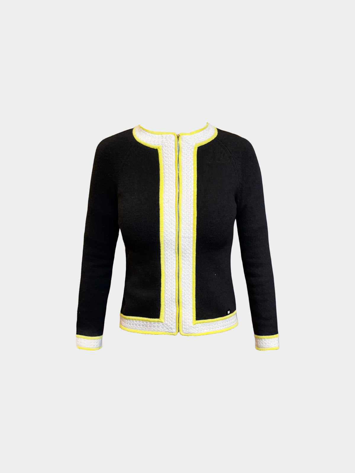 Chanel FW 2003 Black and Yellow Knitted Cashmere Cardigan
