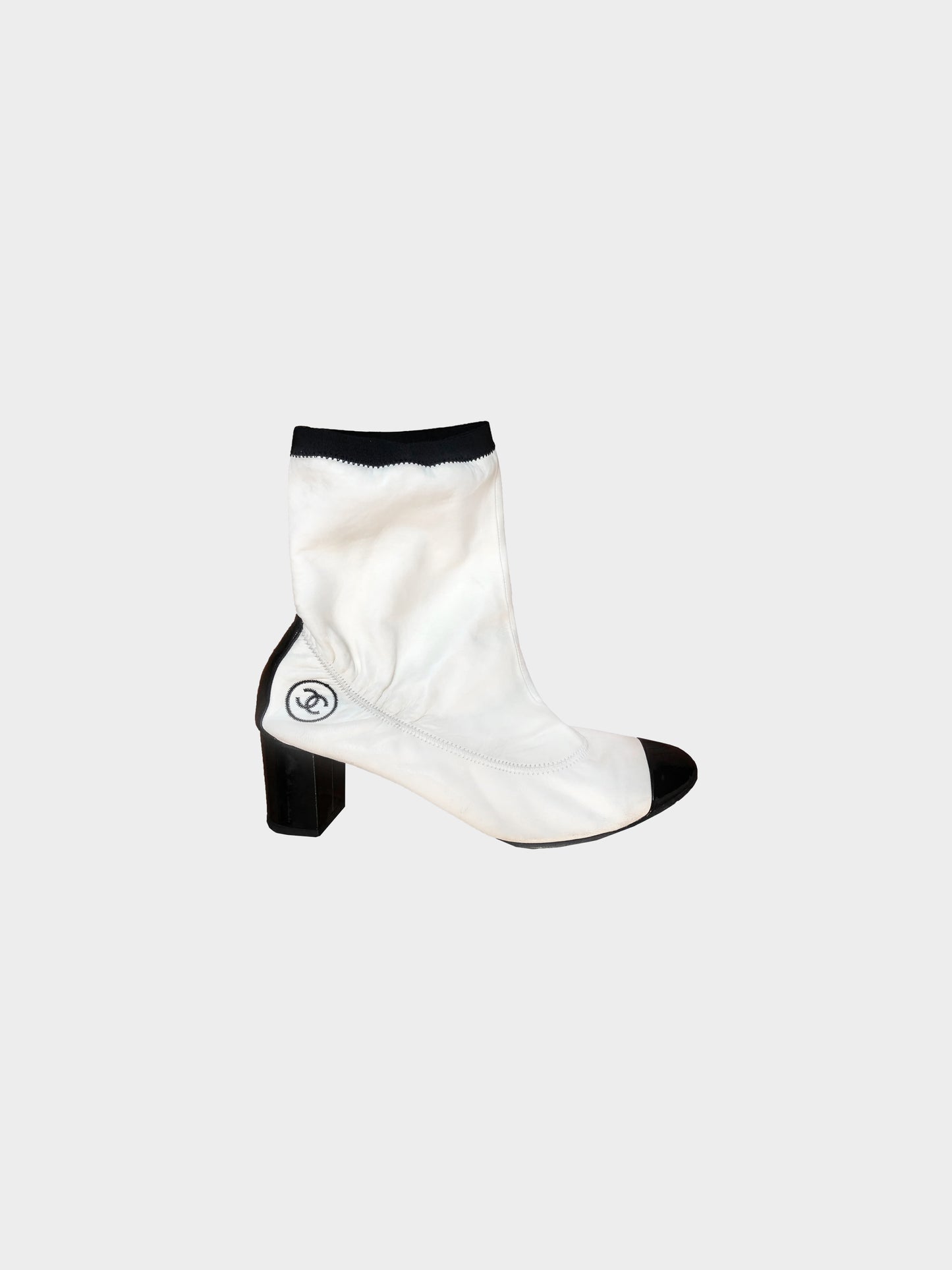 Chanel White Leather Boots