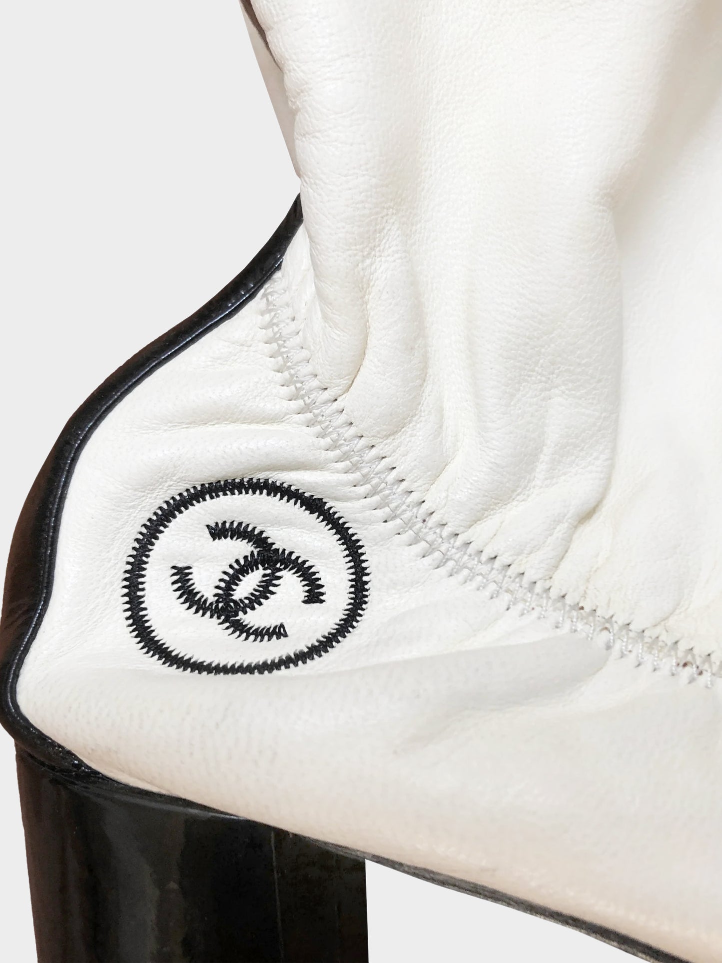 Chanel White Leather Boots