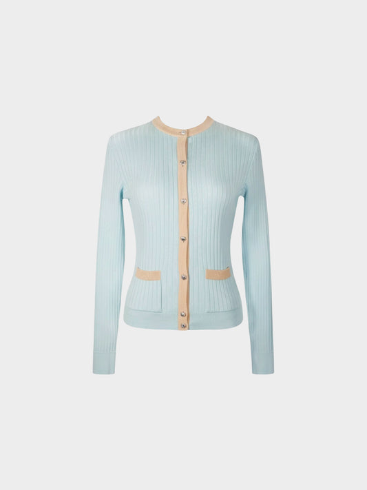 Chanel 1990s Light Blue and Orange Ensemble Cardigan