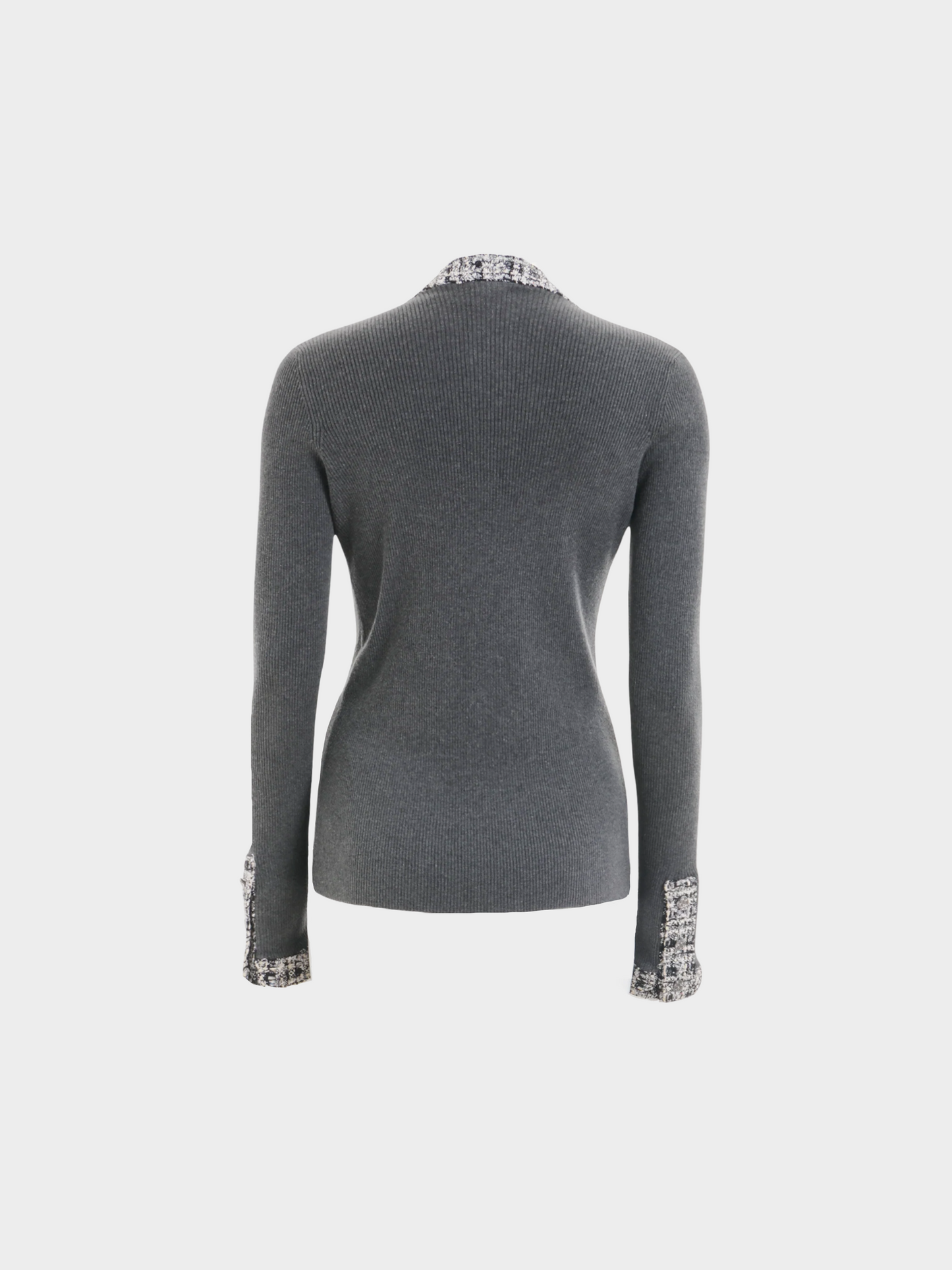 Chanel by Karl Lagerfeld SS 2004 Grey Knit Tweed Edge Cardigan