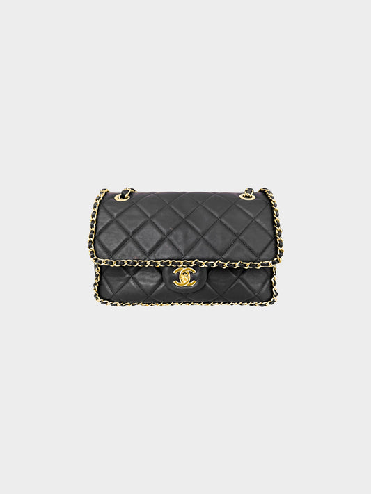 Chanel 2020-2021 Navy Leather Quilted Chain Around Flap Bag