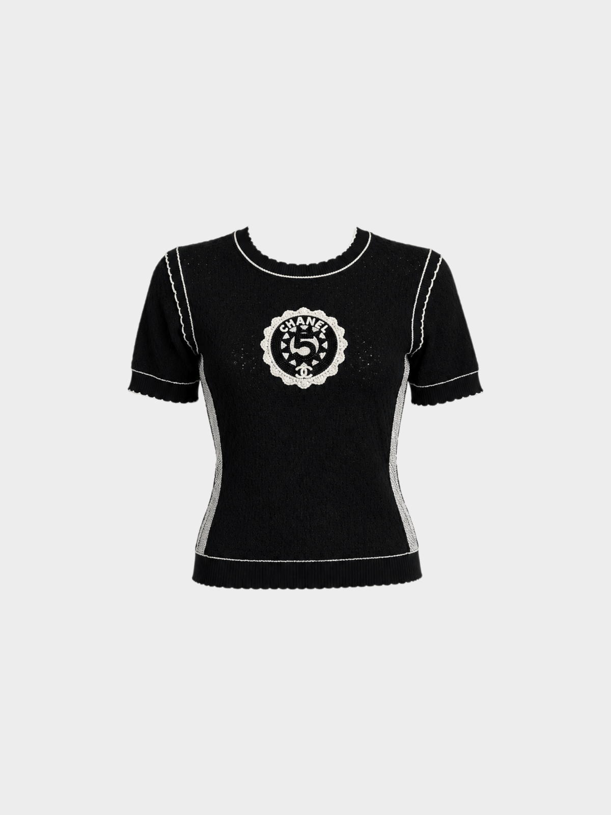 Chanel Cruise 2023 Black Beaded Knit Top