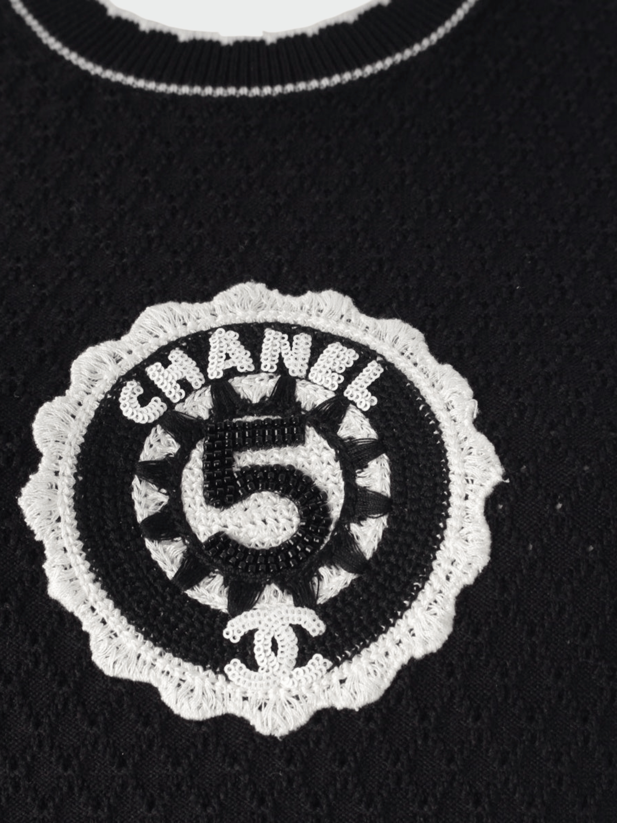 Chanel Cruise 2023 Black Beaded Knit Top