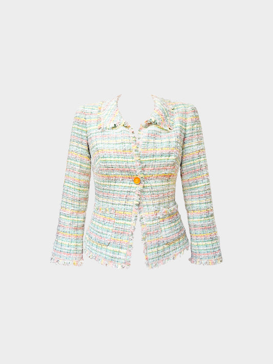 Chanel by Karl Lagerfeld SS 2005 Multicolor Pastel Striped Tweed Jacket