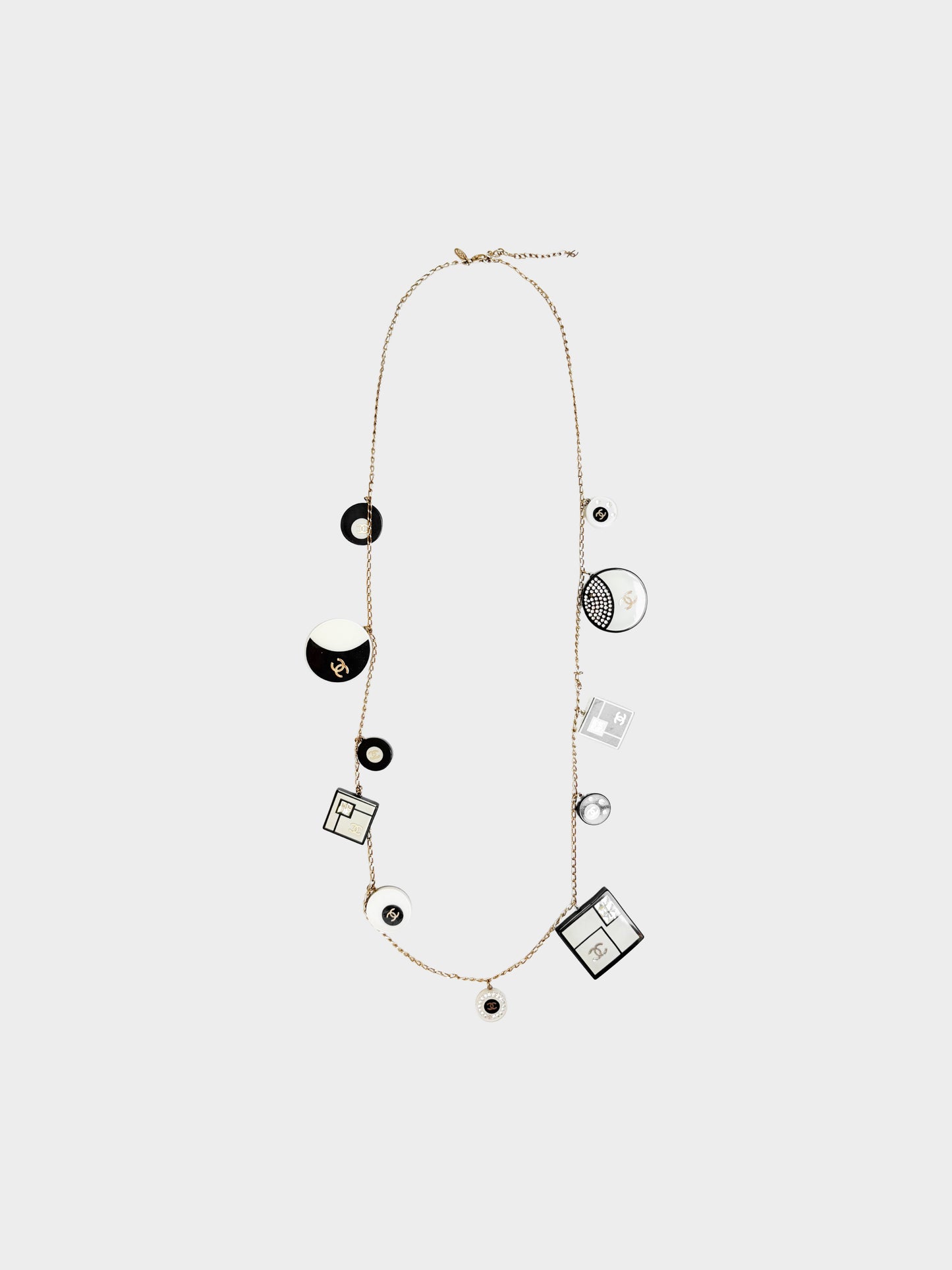 Chanel Cruise 2008 Black and White Resin Charms with Swarovski Crystals CC Chain Link Necklace