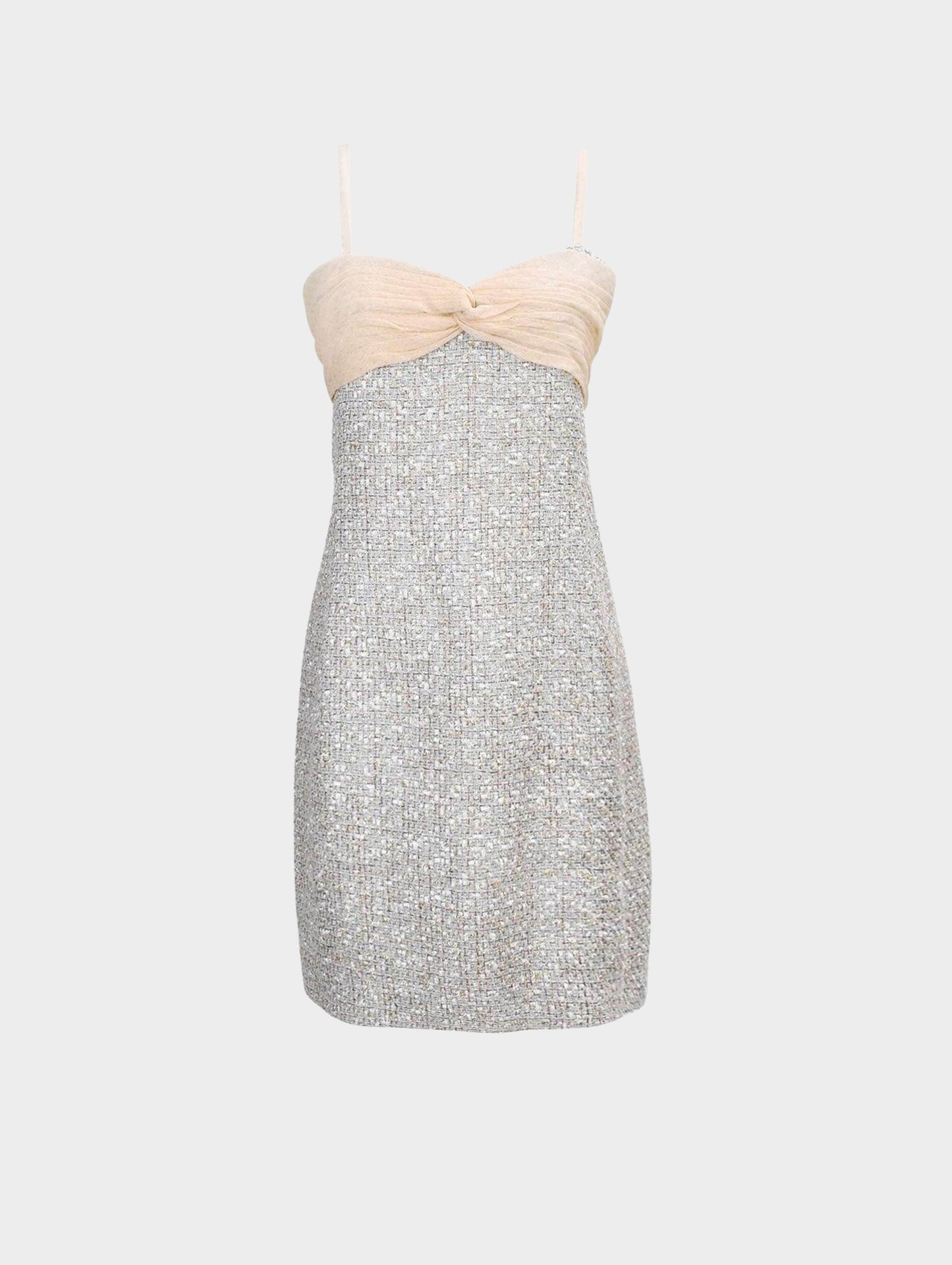 Chanel Spring 2005 Tweed Chiffon Bodice Dress