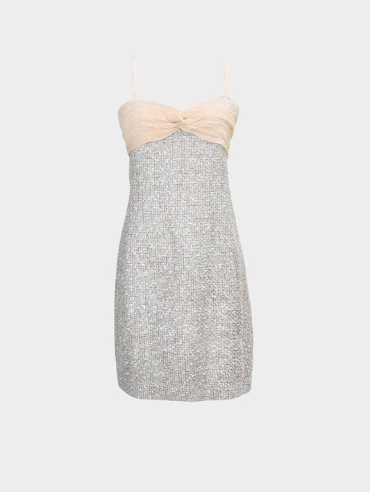 Chanel Spring 2005 Tweed Chiffon Bodice Dress