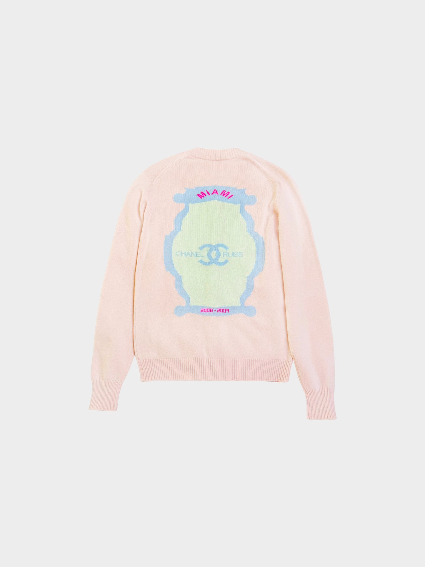Chanel Resort 2009 Pink CC "Miami" 2008-2009 Print Long Sleeve Cashmere Cardigan