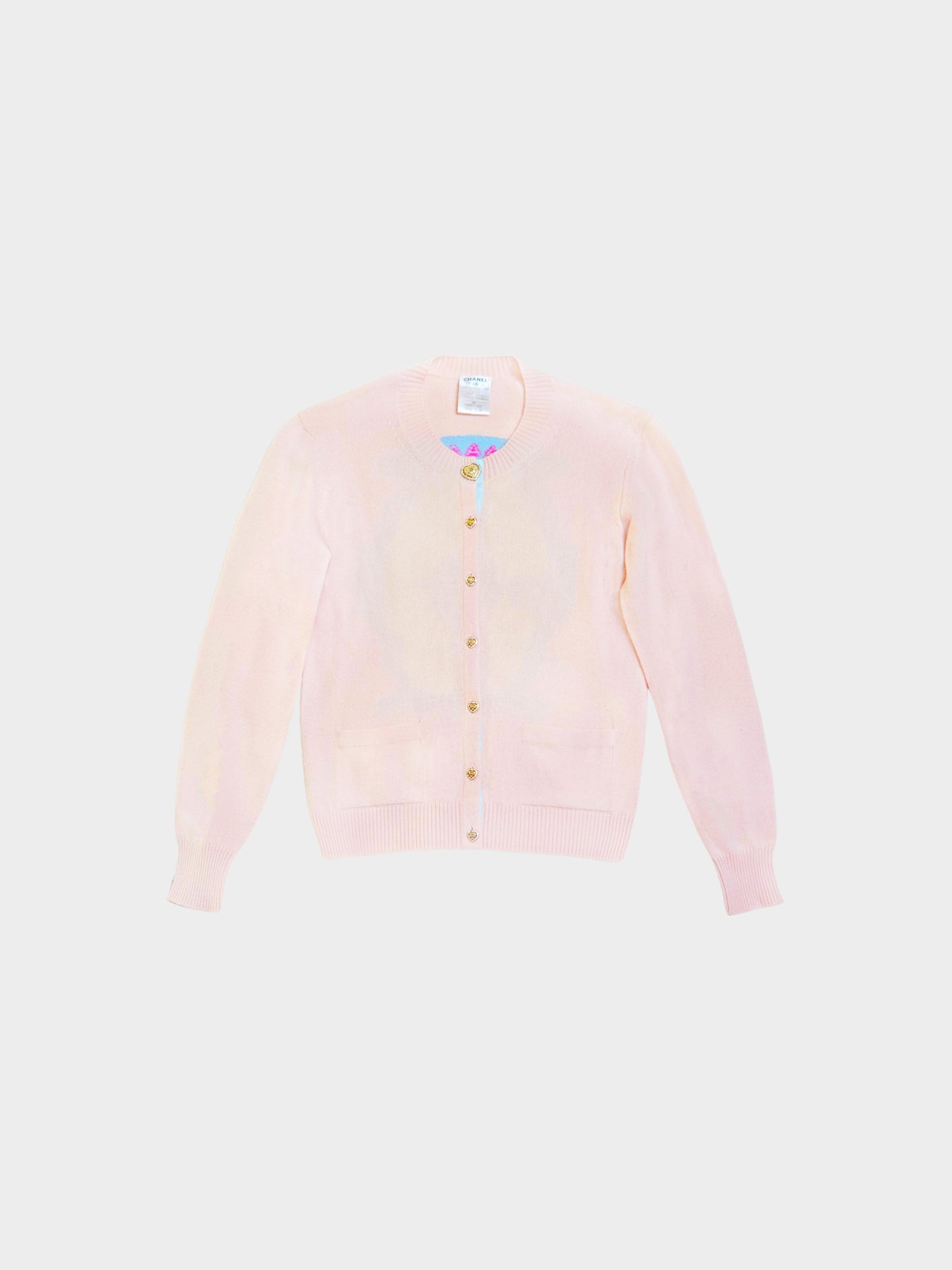 Chanel Resort 2009 Pink CC "Miami" 2008-2009 Print Long Sleeve Cashmere Cardigan