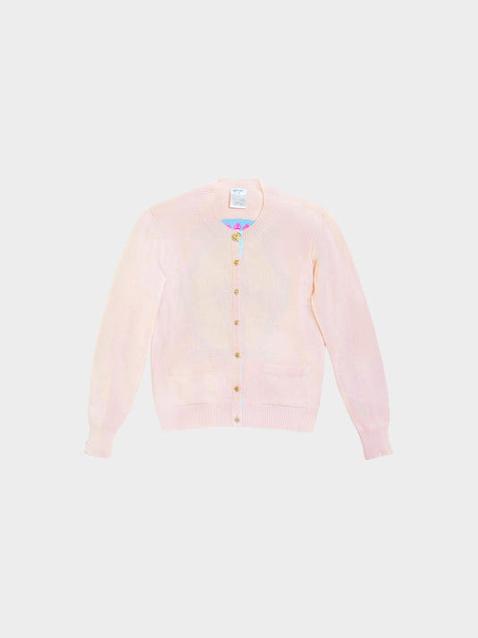 Chanel Resort 2009 Pink CC "Miami" 2008-2009 Print Long Sleeve Cashmere Cardigan