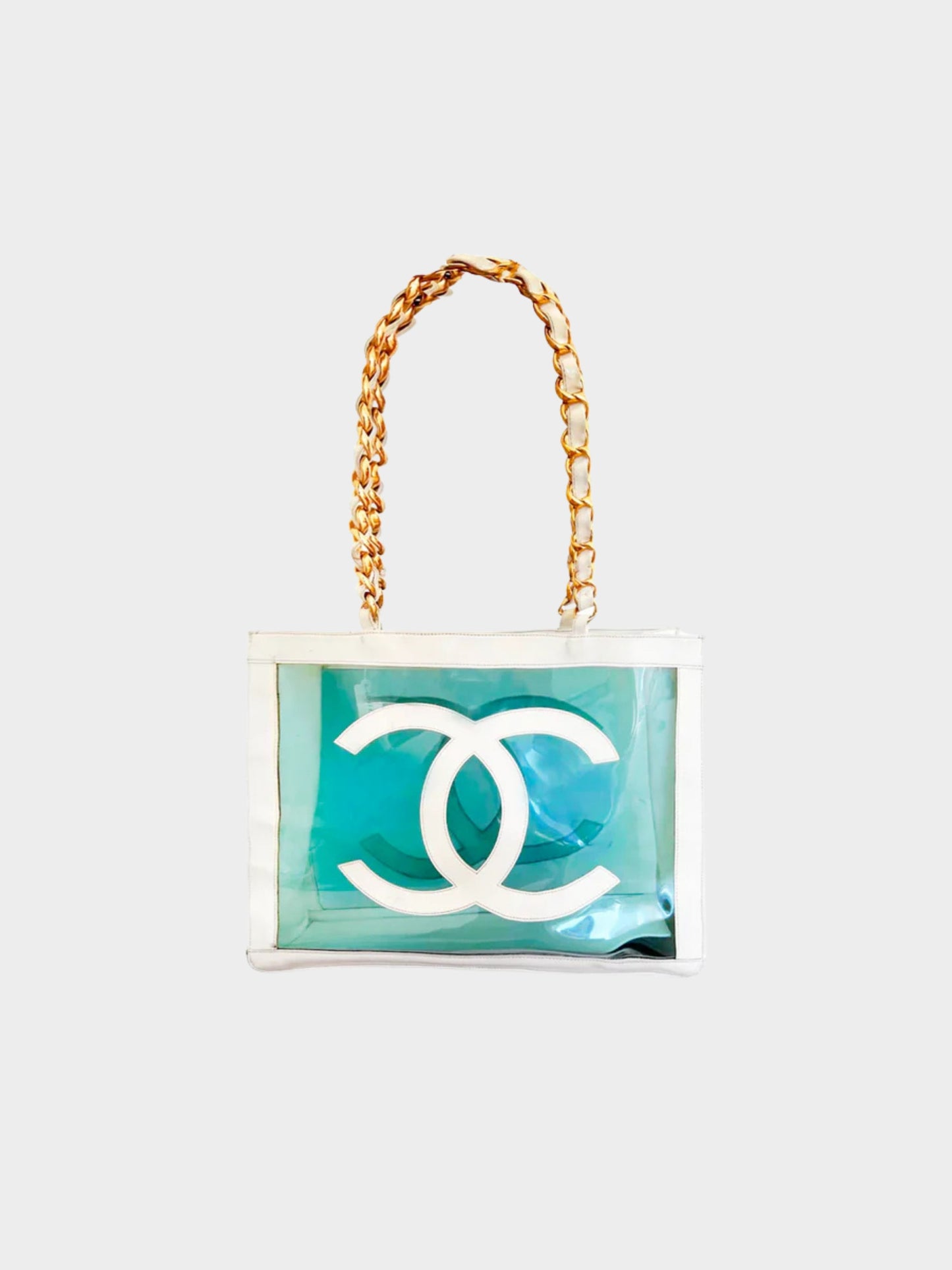 Chanel 2000s Blue and White Vinyl Rare Tote Bag