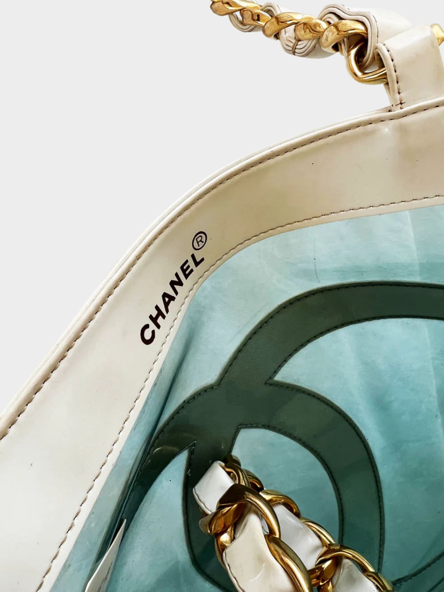 Chanel 2000s Blue and White Vinyl Rare Tote Bag