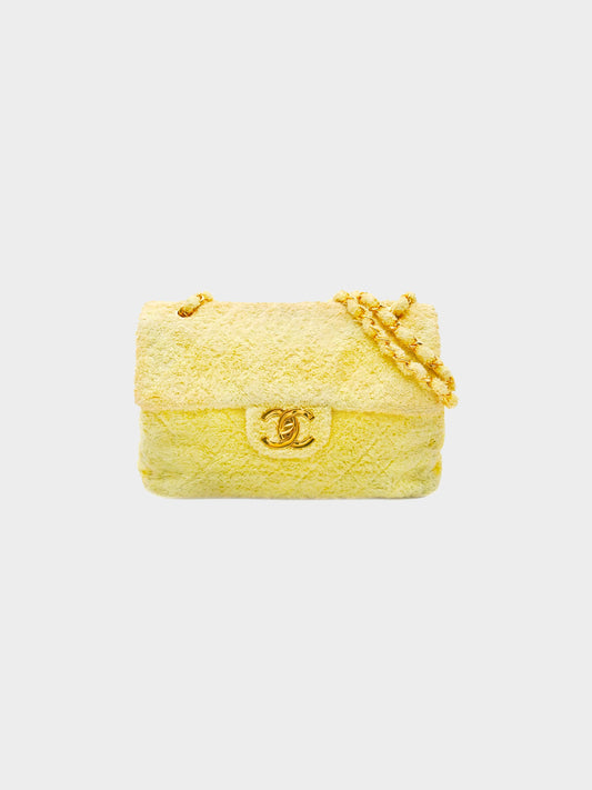 Chanel 2014-2015 Terrycloth Yellow Jumbo Hardware Flap