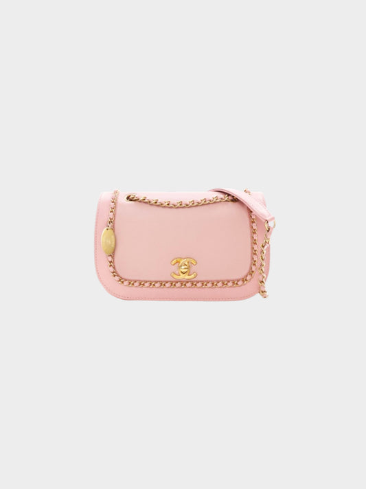 Chanel Mid-2019 Pink Caviar Charm Mini Flap Bag