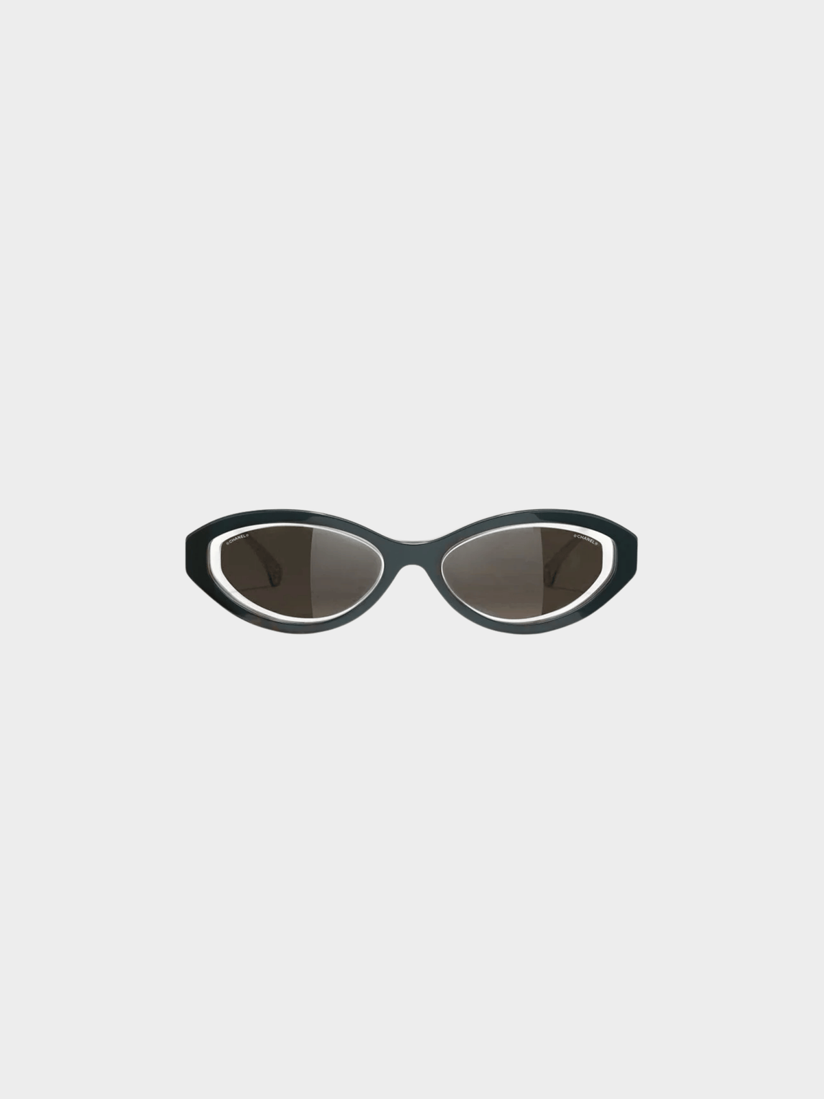 Chanel 2000s Black Oval Sunglasses
