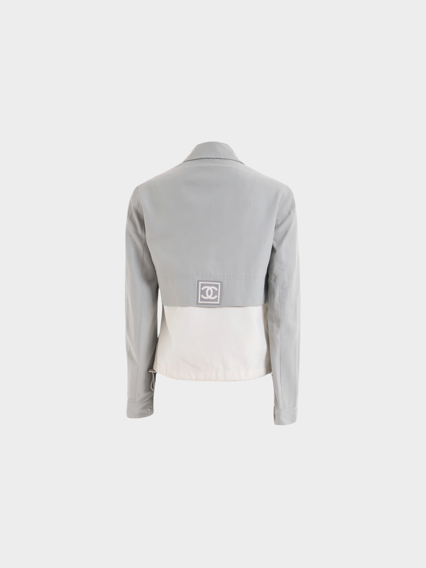 Chanel by Karl Lagerfeld FW 2001 Dove Gray and White Zip-up Sport Jacket