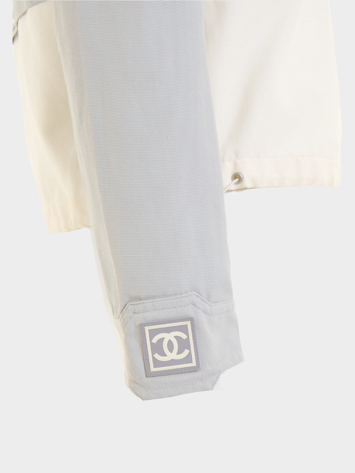 Chanel by Karl Lagerfeld FW 2001 Dove Gray and White Zip-up Sport Jacket