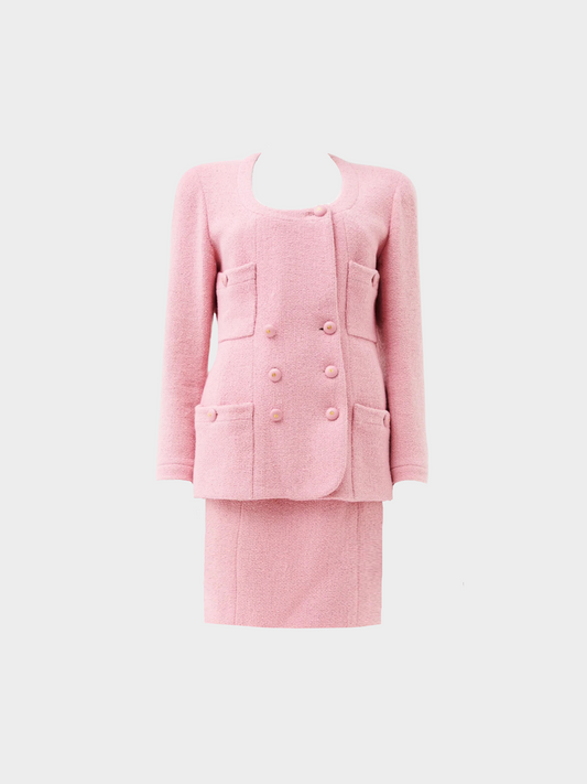 Chanel by Karl Lagerfield SS 1992 Pink Wool Tailleur Set