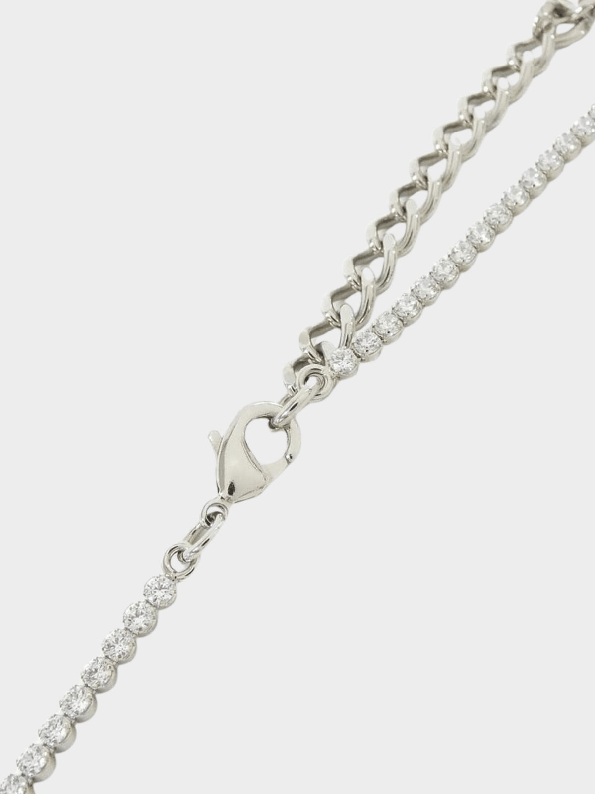 Chanel 2000s Silver Crystal Bow CC Pendant