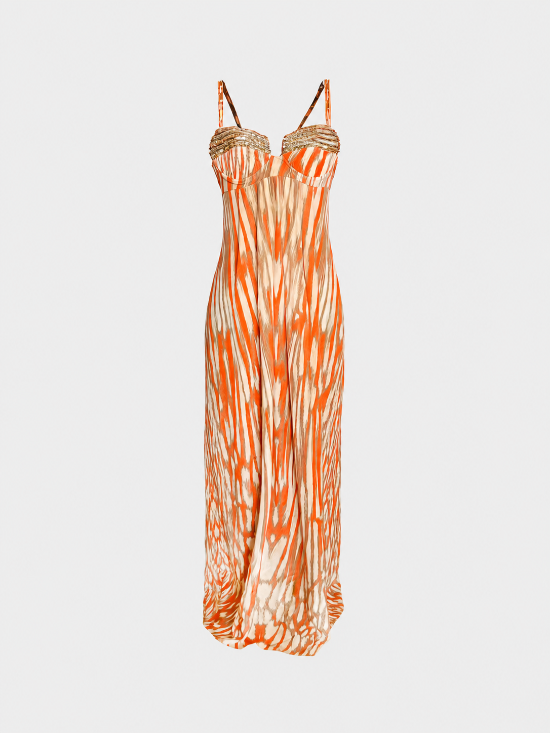 Roberto Cavalli 2000s Orange Printed Maxi Dress