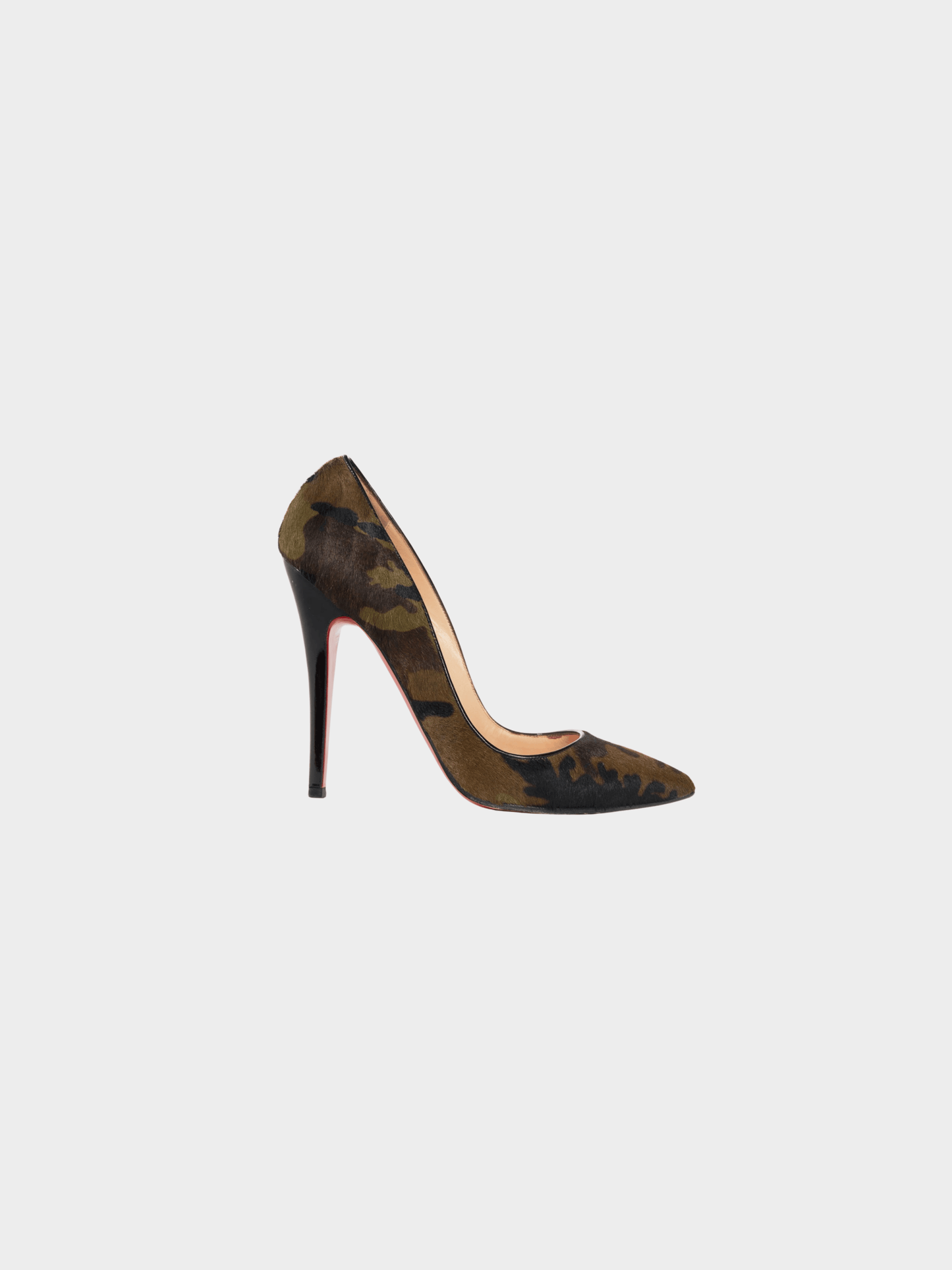 Christian Louboutin 2010s Pigalle Green Pony Camouflage Pointed-Toe Pumps
