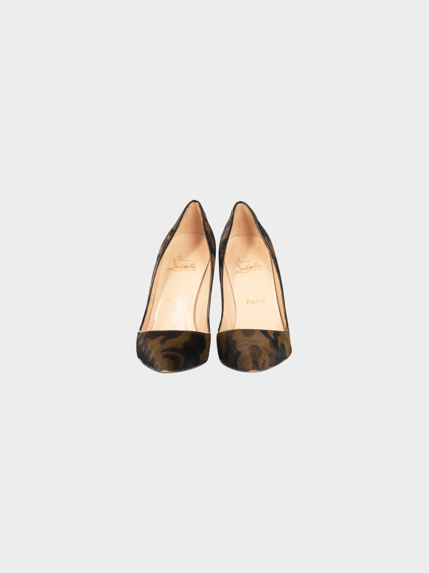 Christian Louboutin 2010s Pigalle Green Pony Camouflage Pointed-Toe Pumps