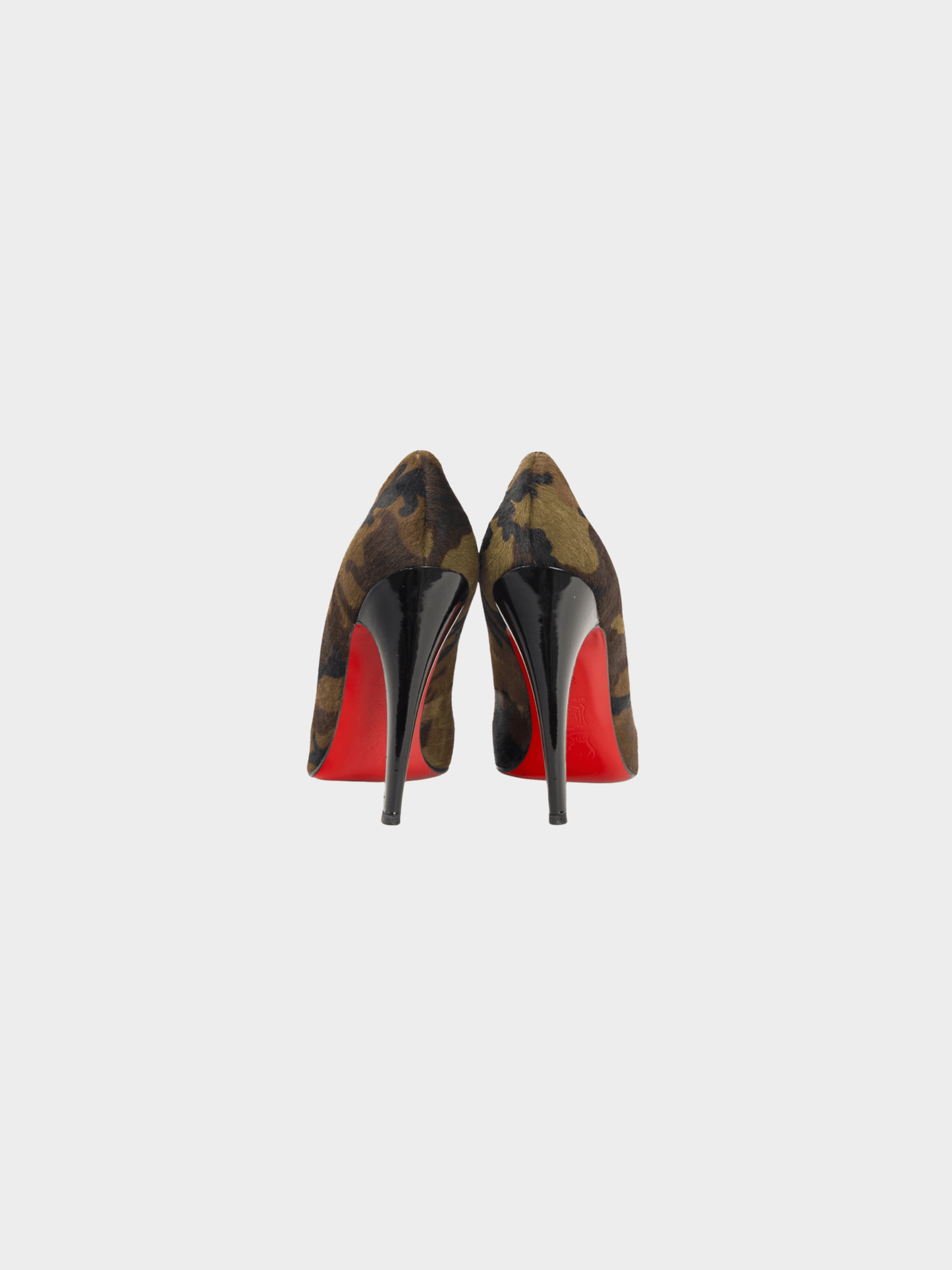 Christian Louboutin 2010s Pigalle Green Pony Camouflage Pointed-Toe Pumps