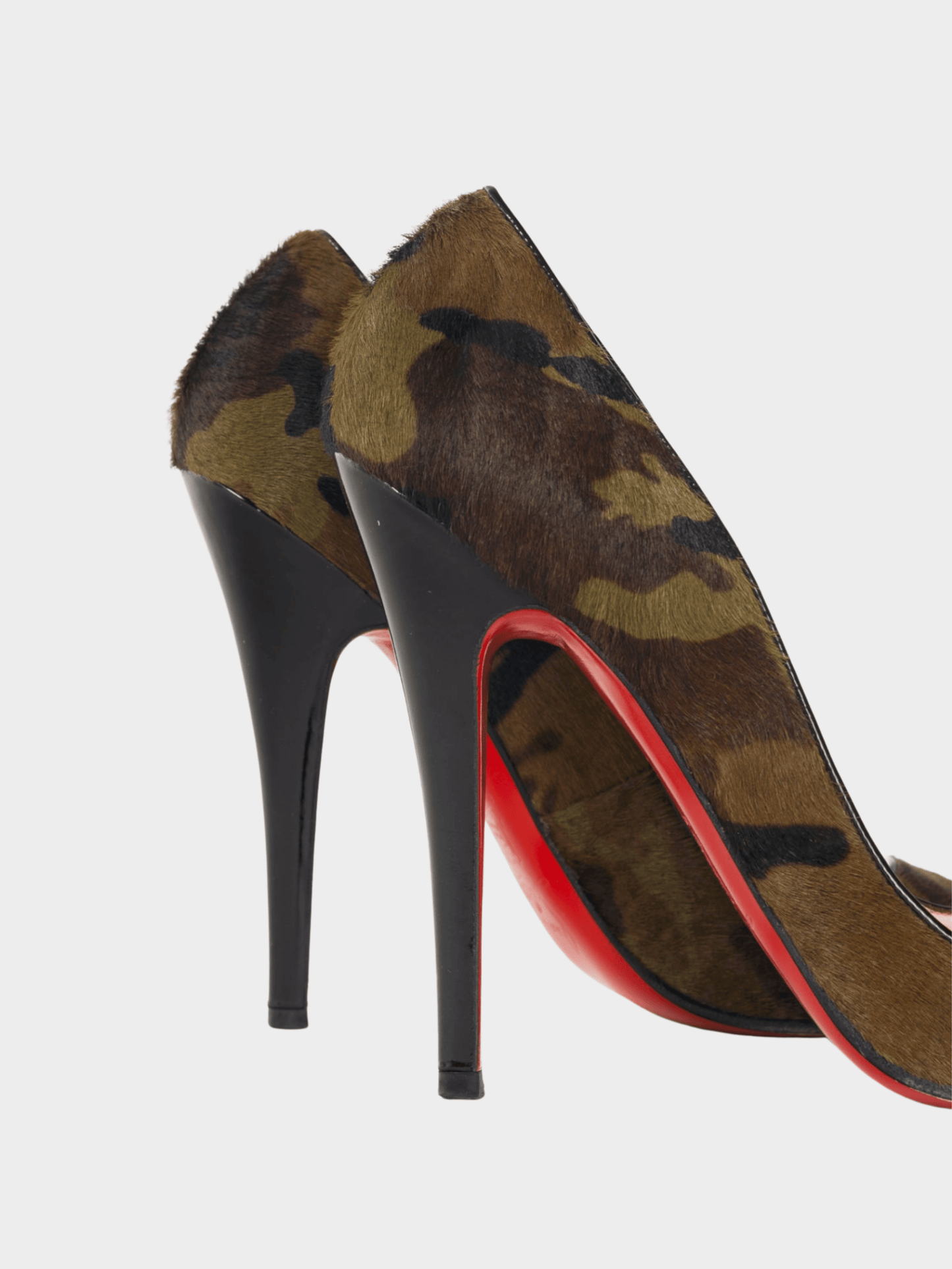 Christian Louboutin 2010s Pigalle Green Pony Camouflage Pointed-Toe Pumps