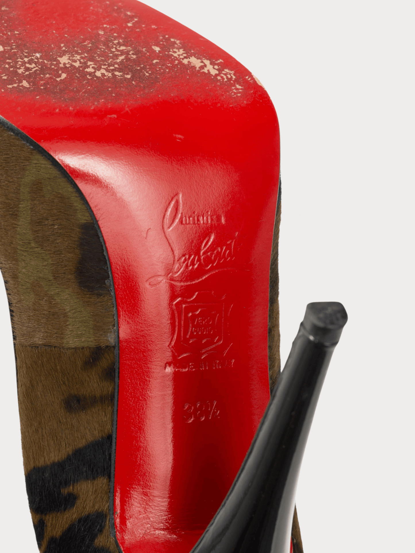 Christian Louboutin 2010s Pigalle Green Pony Camouflage Pointed-Toe Pumps