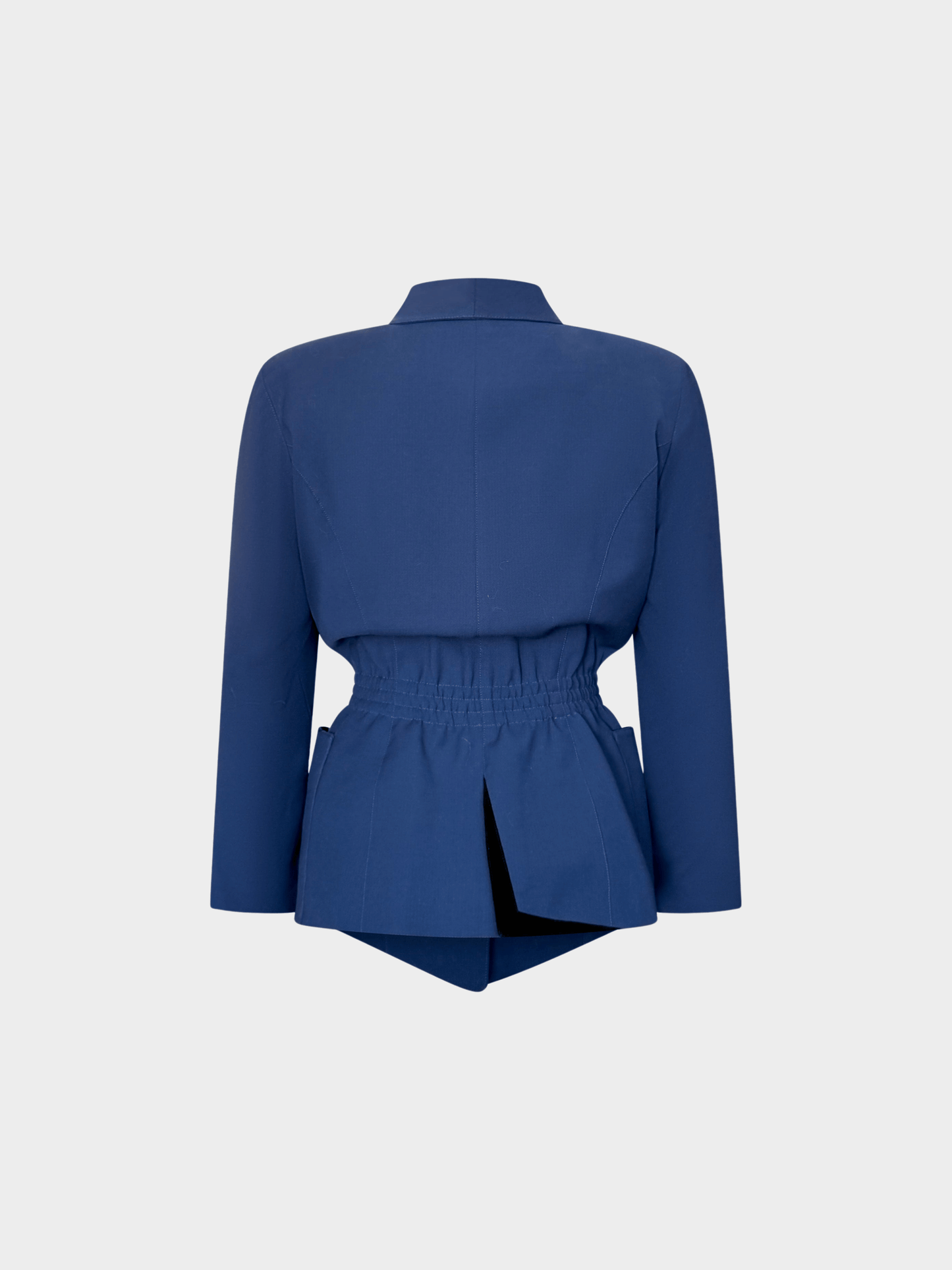 Thierry Mugler FW 1992 Cobalt Blue Velvet Trim Tailored Jacket