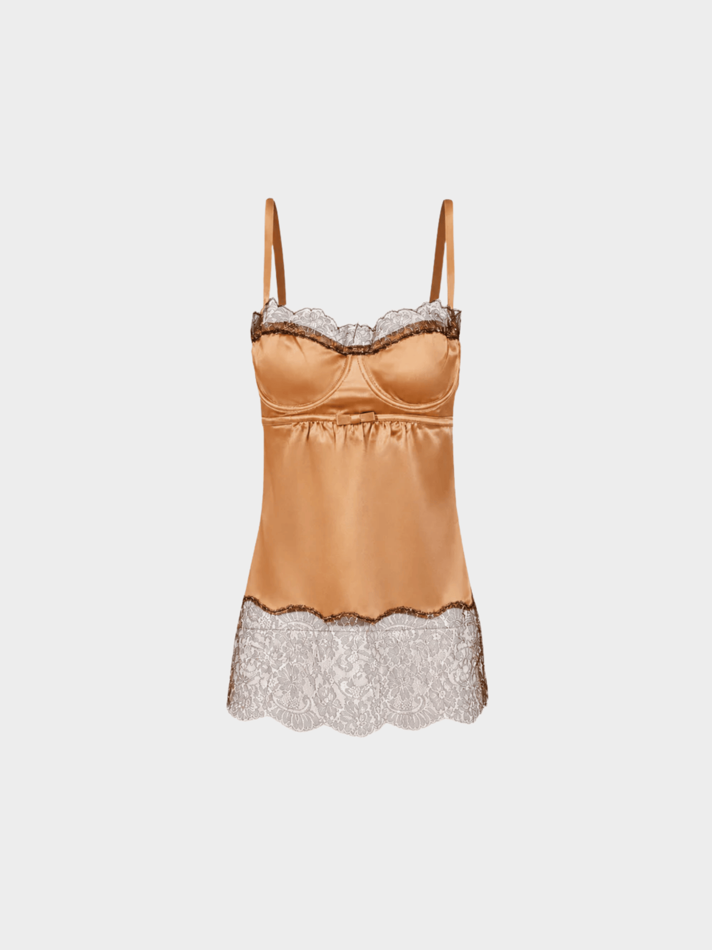 Dolce and Gabbana 2000s Brown Satin Lace Bustier