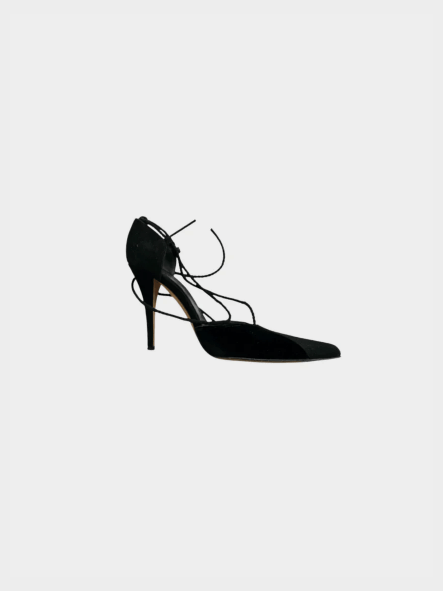Yves Saint Laurent 2000s Black Velvet Wrap Around Heels