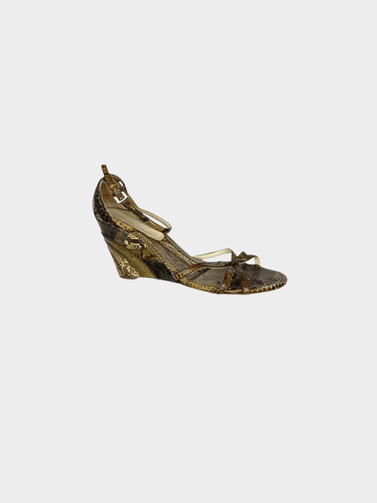 Prada 2000s Multicolored Python Skin Wedge