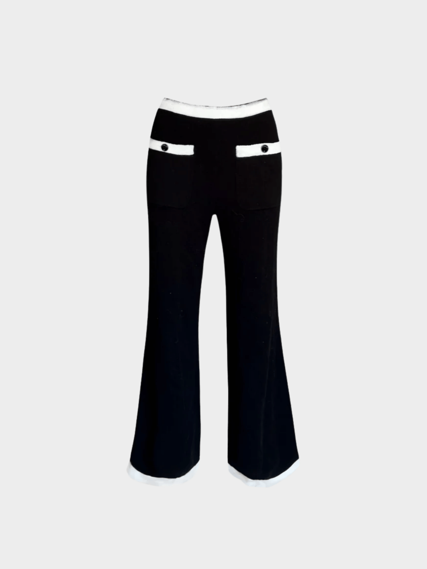 Chanel 2020s Black Contrast Flared Pants