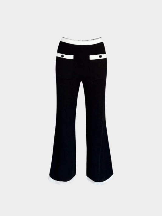 Chanel 2020s Black Contrast Flared Pants