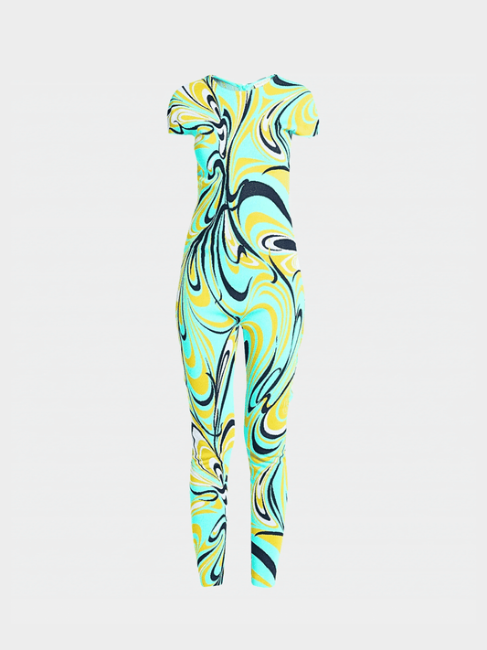 Emilio Pucci 2010s Green Graphic Print Jumpsuit
