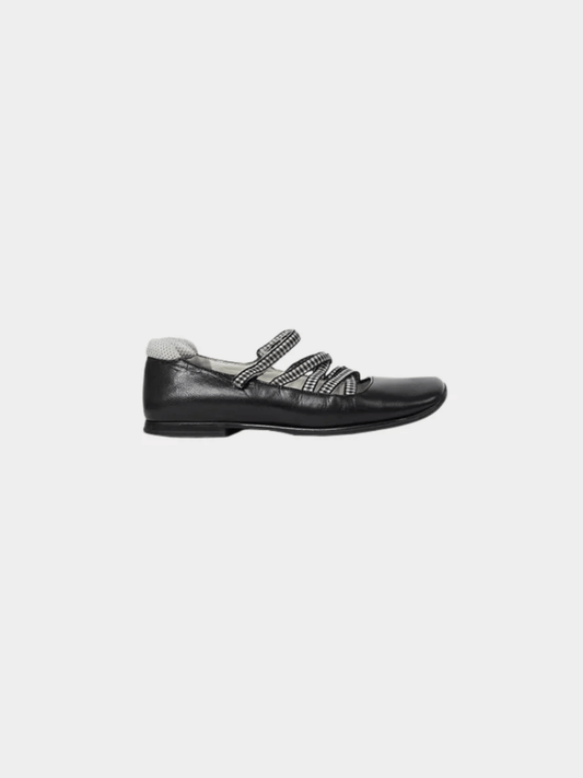 Miu Miu 2000s Black Leather Ballerina Flats