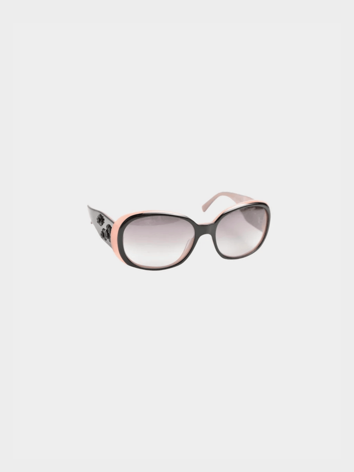 Chanel 2000s Pink and Black Camellia Bicolor Sunglasses