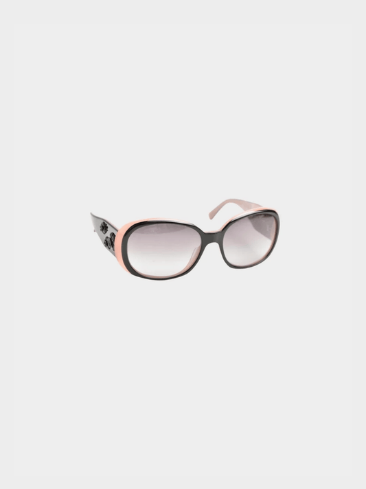 Chanel 2000s Pink and Black Camellia Bicolor Sunglasses