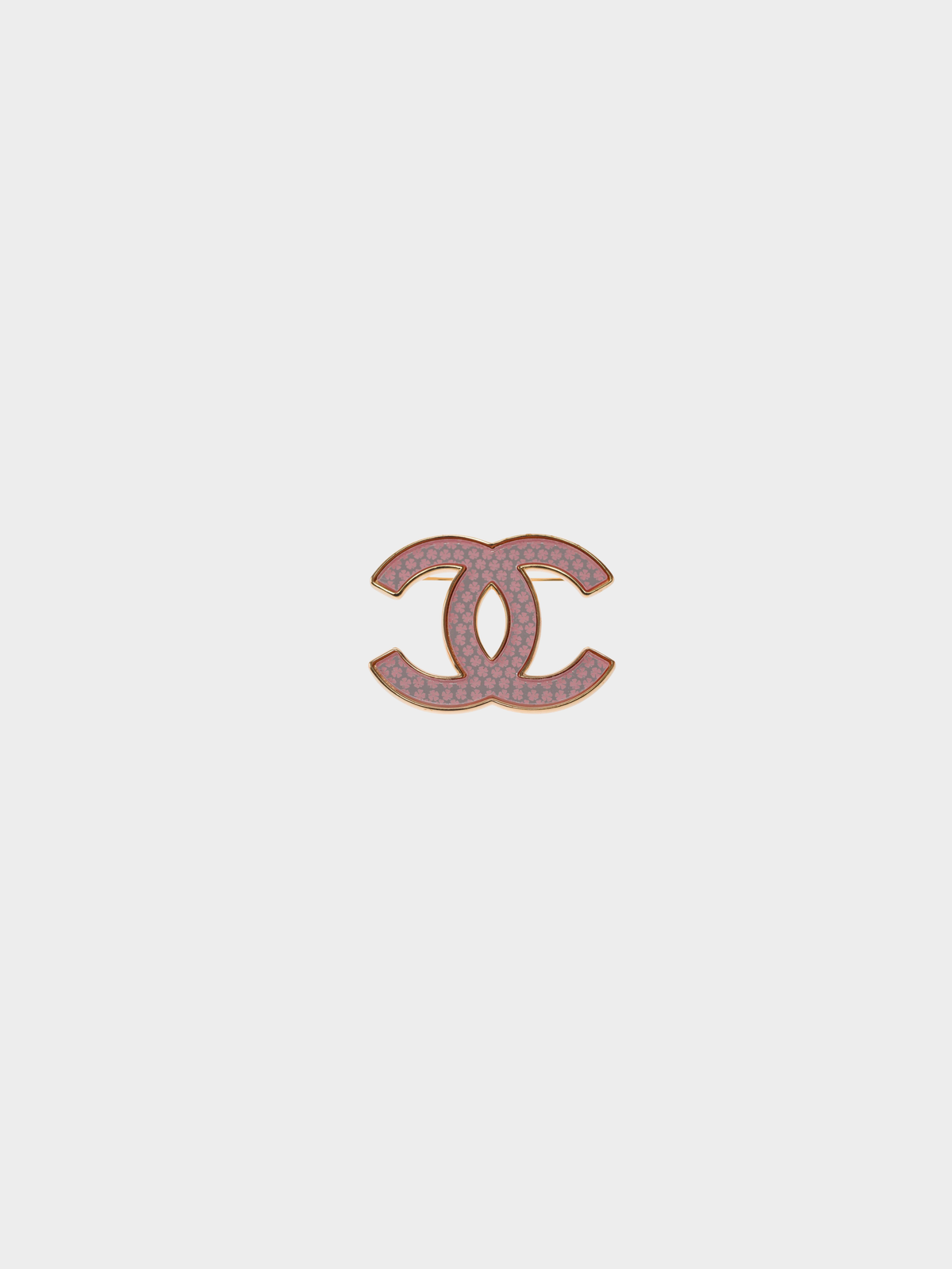 Chanel 2010s CC Pink Clover Print Brooch