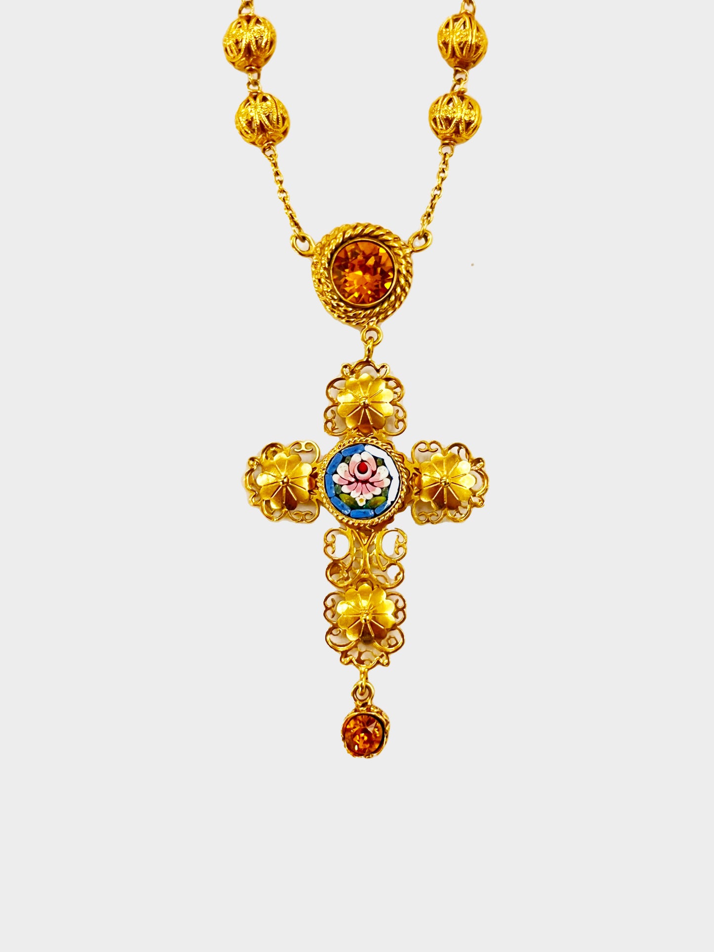 Dolce and Gabbana 1990s Gold Embellished Cross Necklace