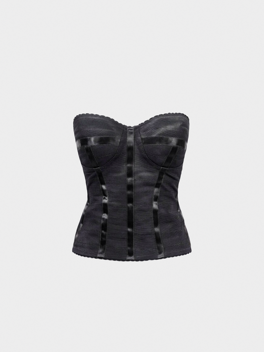 Dolce and Gabbana 2000s Black Tulle Corset Top