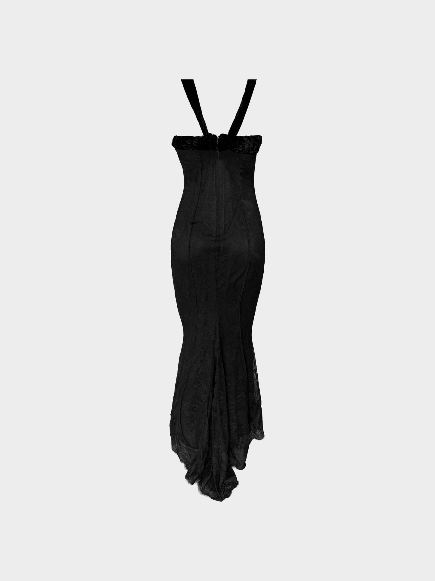 Dolce and Gabbana 2010s Black Lace Fitted Long Dress