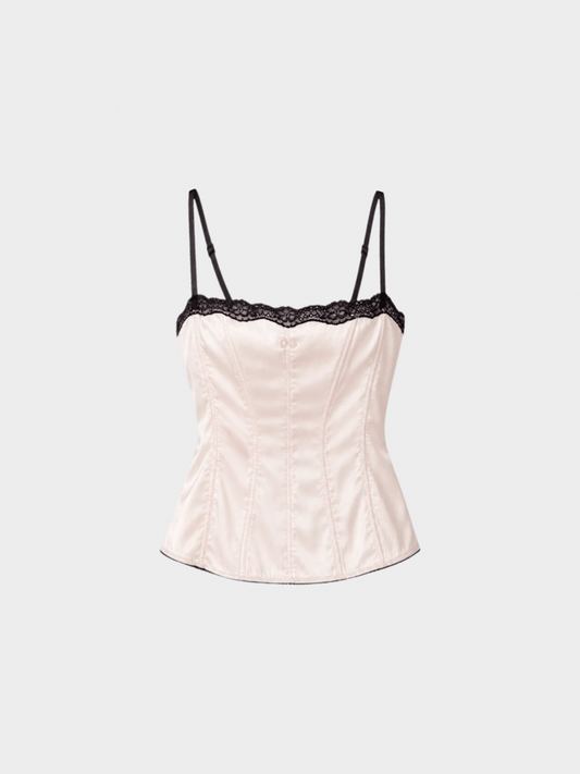 Dolce and Gabbana 2000s Light Blush Silk Corset Top