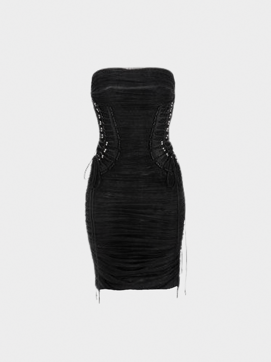 Dolce and Gabbana 2009 Black Mesh Corset Mini Dress