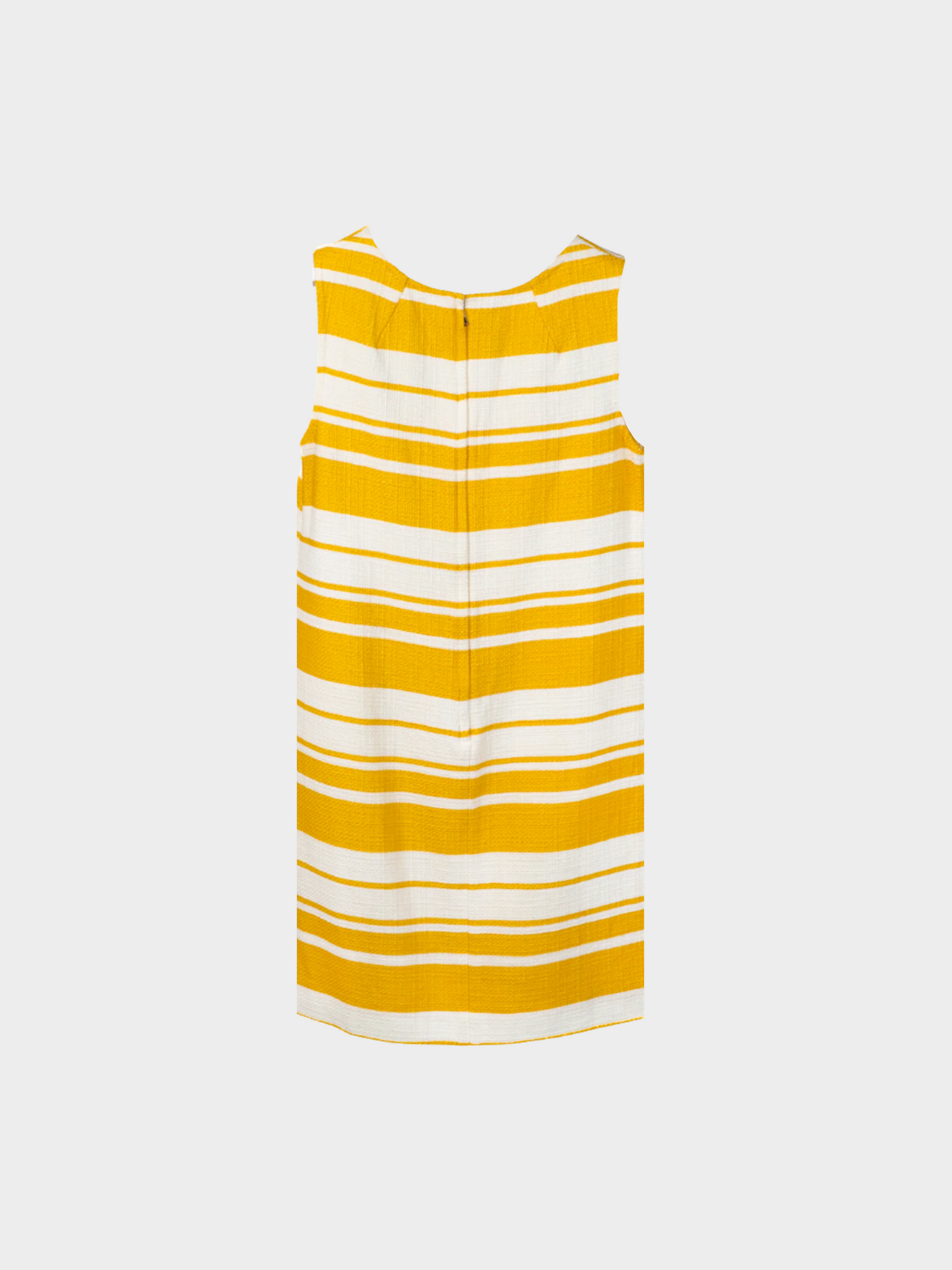 Dolce and Gabbana SS 2013 Yellow and White Striped Jacquard Sleeveless Mini Dress