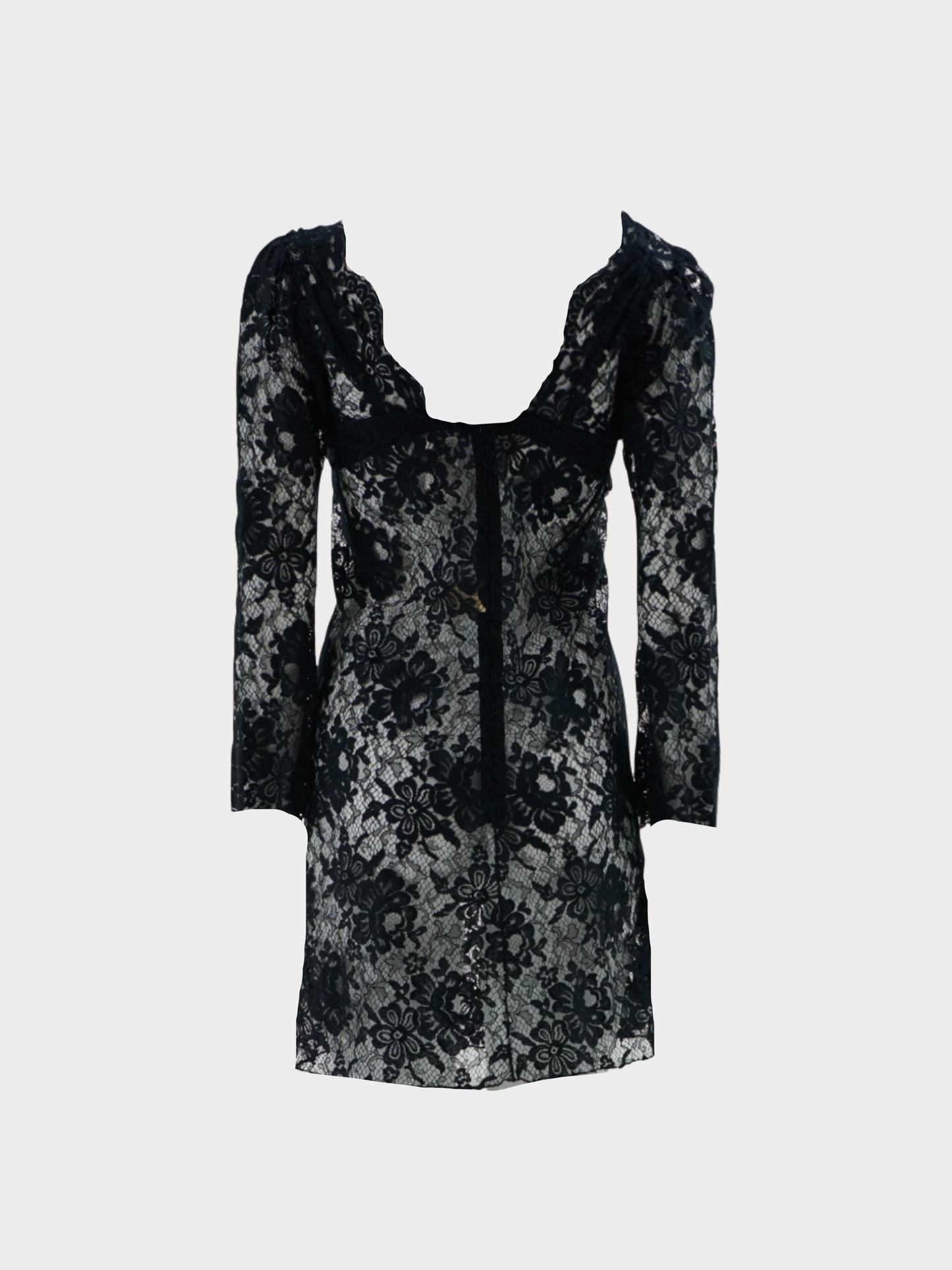 Dolce and Gabbana FW 2001 Black lace slip dress with attached bra